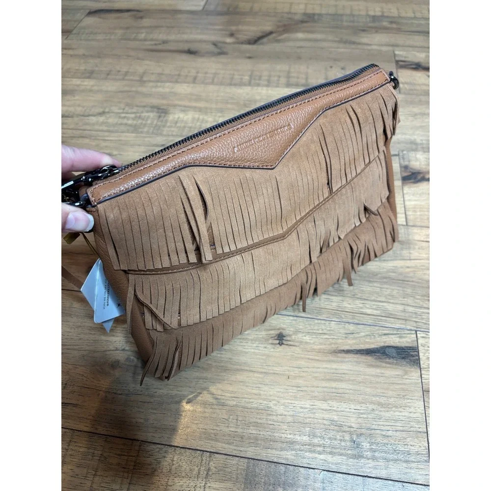 Aimee Kestenberg Kaiden Large Crossbody Walnut Brown Leather Fringe Bag AK448112